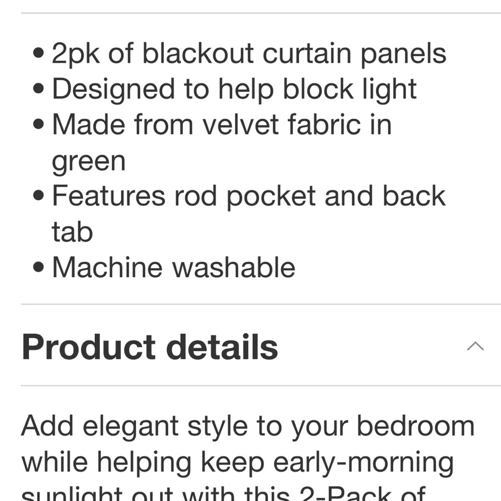 THRESHOLD NWT 2pc blackout velvet curtain panels -green -63”